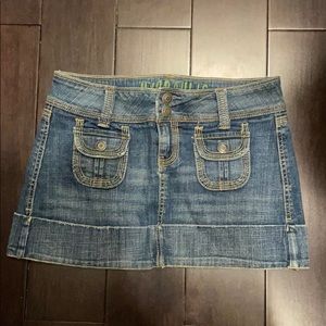 Hydraulic Denim Mini Skirt